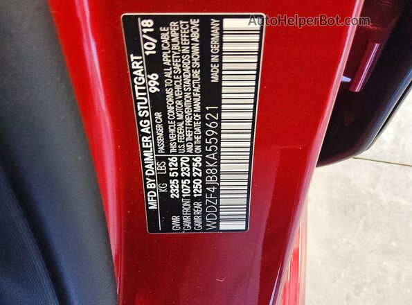 WDDZF4JB8KA559621 2019 MERCEDES-BENZ E Red Widok komory silnika
