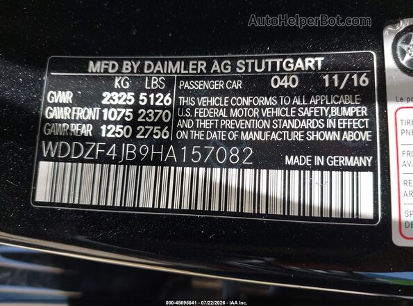 WDDZF4JB9HA157082 2017 MERCEDES-BENZ E-CLASS Black Vista del compartimento del motor