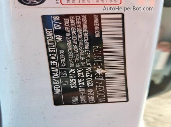 WDDZF4JB9KA513179 2019 MERCEDES-BENZ E White Widok komory silnika