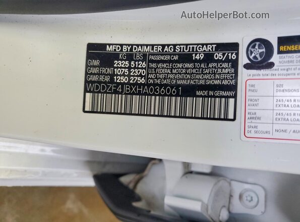 WDDZF4JBXHA036061 2017 MERCEDES-BENZ E Белый Вид подкапотного пространства