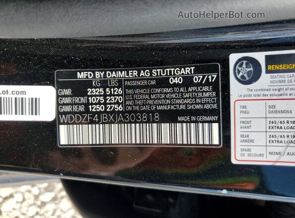 WDDZF4JBXJA303818 2018 MERCEDES-BENZ E Black VIN sticker view