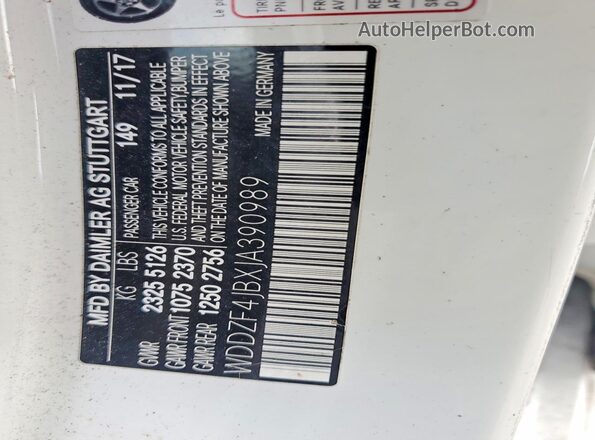 WDDZF4JBXJA390989 2018 MERCEDES-BENZ E White Widok komory silnika