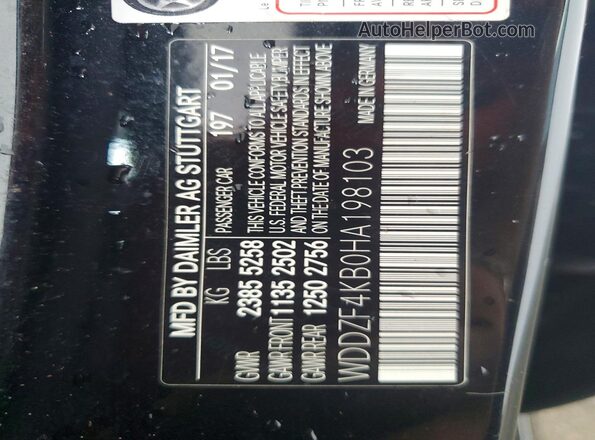 WDDZF4KB0HA198103 2017 MERCEDES-BENZ E Black Engine compartment view