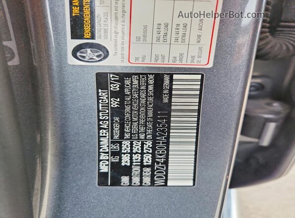 WDDZF4KB0HA235411 2017 MERCEDES-BENZ E Gray Շարժիչի բաժամունքի տեսք