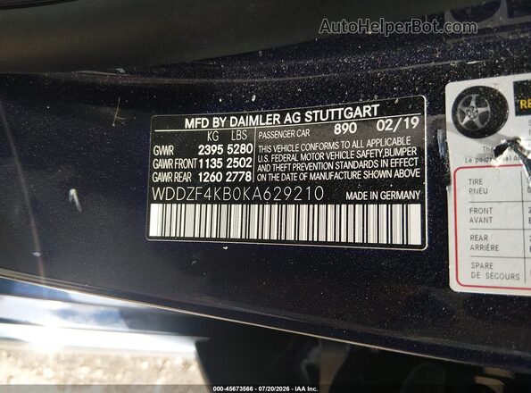 WDDZF4KB0KA629210 2019 MERCEDES-BENZ E-CLASS Dark Blue Вид подкапотного пространства