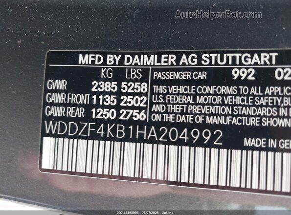 WDDZF4KB1HA204992 2017 MERCEDES-BENZ E-CLASS Gray Vista del compartimento del motor