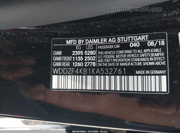 WDDZF4KB1KA532761 2019 MERCEDES-BENZ E-CLASS Black Vista del compartimento del motor