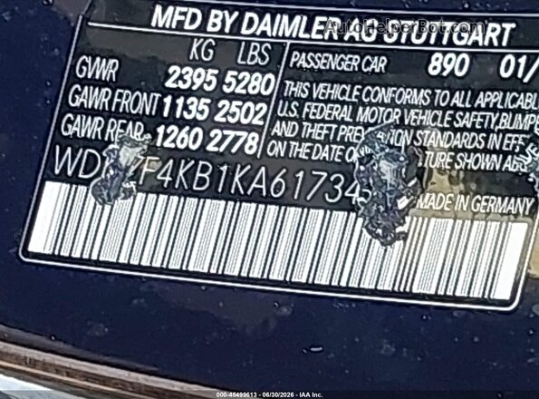 WDDZF4KB1KA617342 2019 MERCEDES-BENZ E-CLASS Blue Engine compartment view