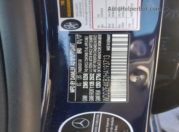 WDDZF4KB2HA193713 2017 MERCEDES-BENZ E Синий Вид подкапотного пространства