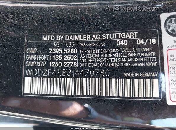 WDDZF4KB3JA470780 2018 MERCEDES-BENZ E-CLASS Black Շարժիչի բաժամունքի տեսք
