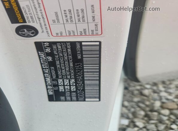 WDDZF4KB4HA062153 2017 MERCEDES-BENZ E White VIN sticker view