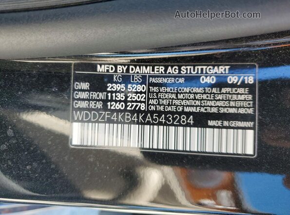 WDDZF4KB4KA543284 2019 MERCEDES-BENZ E Black Widok naklejki z numerem VIN