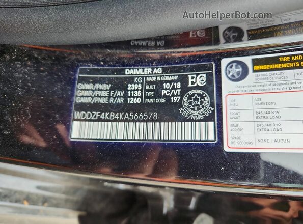 WDDZF4KB4KA566578 2019 MERCEDES-BENZ E Black Շարժիչի բաժամունքի տեսք