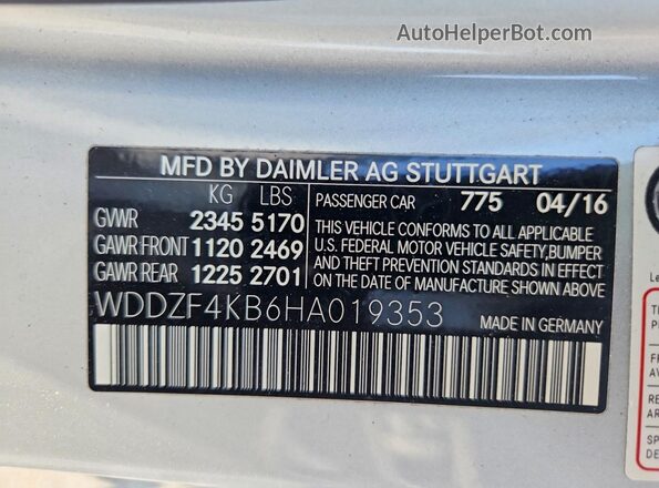 WDDZF4KB6HA019353 2017 MERCEDES-BENZ E Gray Engine compartment view