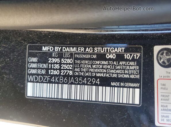 WDDZF4KB6JA354294 2018 MERCEDES-BENZ E Black Widok komory silnika