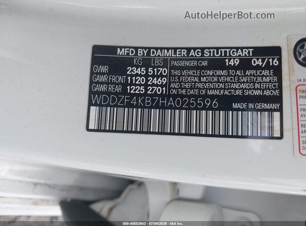 WDDZF4KB7HA025596 2017 MERCEDES-BENZ E-CLASS Белый Вид подкапотного пространства