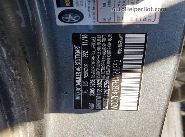 WDDZF4KB7HA164353 2017 MERCEDES-BENZ E-CLASS Gray ძრავის განყოფილების ხედი