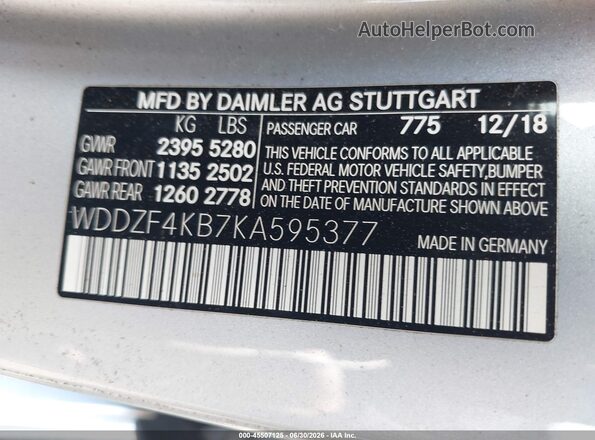 WDDZF4KB7KA595377 2019 MERCEDES-BENZ E-CLASS Silver Вид підкапотного простору