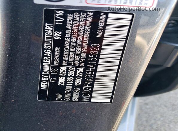 WDDZF4KB8HA155323 2017 MERCEDES-BENZ E Charcoal Вид підкапотного простору