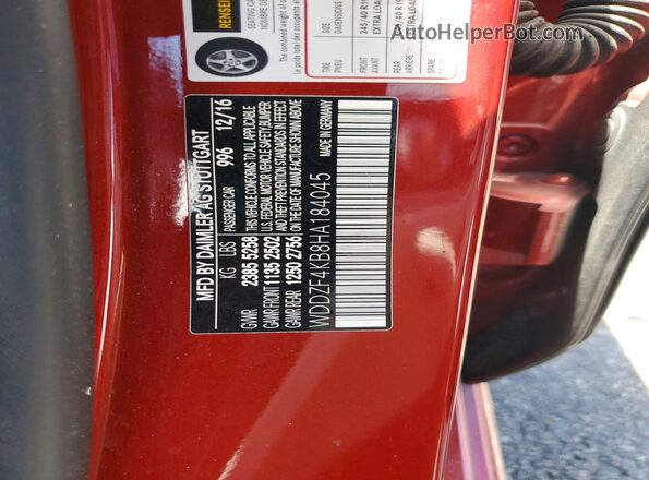 WDDZF4KB8HA184045 2017 MERCEDES-BENZ E Maroon Շարժիչի բաժամունքի տեսք