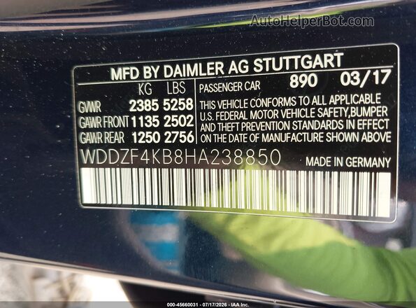 WDDZF4KB8HA238850 2017 MERCEDES-BENZ E-CLASS Dark Blue Widok komory silnika