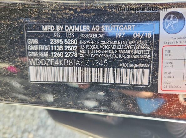 WDDZF4KB8JA471245 2018 MERCEDES-BENZ E Черный Вид наклейки с VIN-кодом