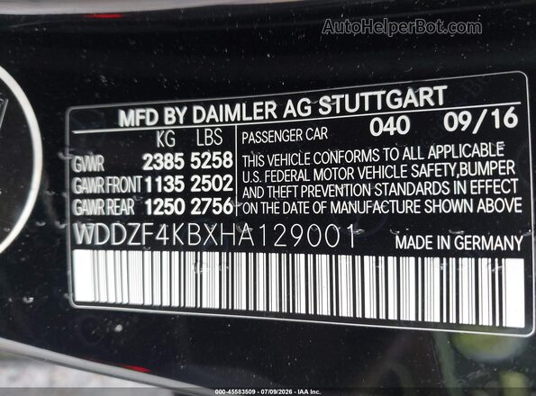 WDDZF4KBXHA129001 2017 MERCEDES-BENZ E-CLASS Black Շարժիչի բաժամունքի տեսք