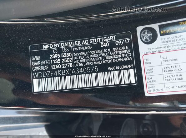 WDDZF4KBXJA340575 2018 MERCEDES-BENZ E-CLASS Black Vista del compartimento del motor