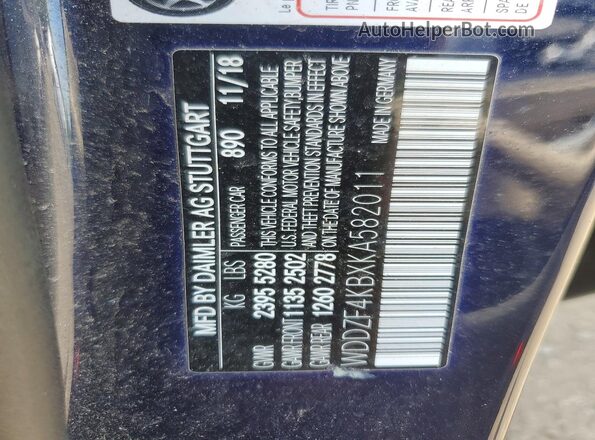 WDDZF4KBXKA582011 2019 MERCEDES-BENZ E Blue Vista del compartimento del motor