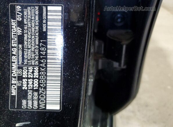 WDDZF6BB8KA614871 2019 MERCEDES-BENZ E Черный Вид наклейки с VIN-кодом
