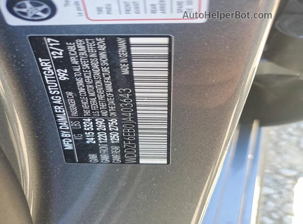 WDDZF6EB0JA403643 2018 MERCEDES-BENZ E Gray Engine compartment view