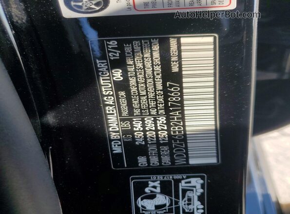 WDDZF6EB2HA178667 2017 MERCEDES-BENZ E Черный Вид подкапотного пространства