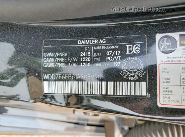 WDDZF6EB6JA308990 2018 MERCEDES-BENZ E Black Вид підкапотного простору