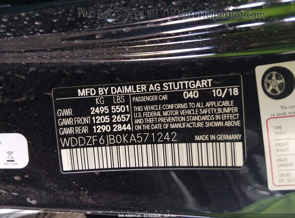 WDDZF6JB0KA571242 2019 MERCEDES-BENZ E-CLASS Black Շարժիչի բաժամունքի տեսք