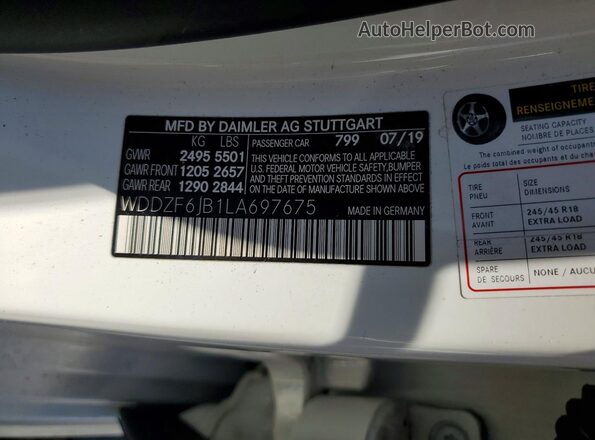 WDDZF6JB1LA697675 2020 MERCEDES-BENZ E White ძრავის განყოფილების ხედი