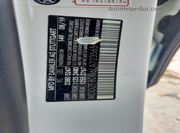 WDDZF8DB6LA723565 2020 MERCEDES-BENZ E White VIN sticker view
