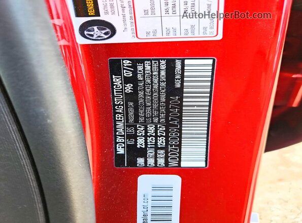 WDDZF8DB9LA704704 2020 MERCEDES-BENZ E Red Vista del compartimento del motor