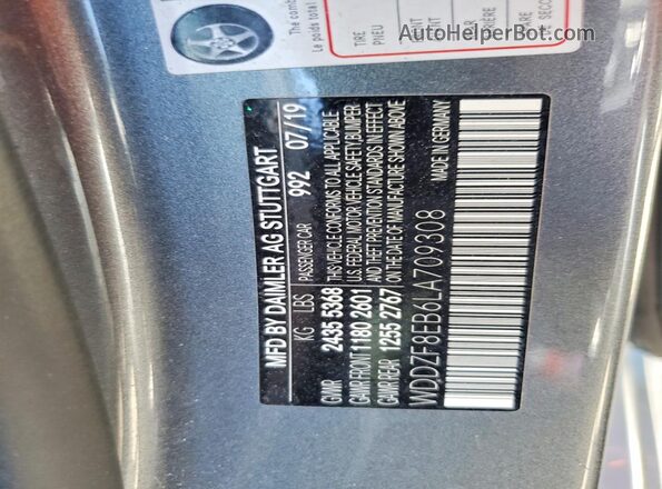 WDDZF8EB6LA709308 2020 MERCEDES-BENZ E Gray Вид підкапотного простору