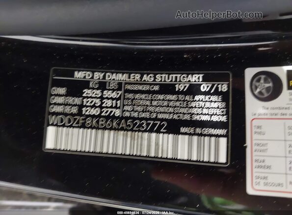 WDDZF8KB6KA523772 2019 MERCEDES-BENZ AMG E 63 Black Vista del compartimento del motor