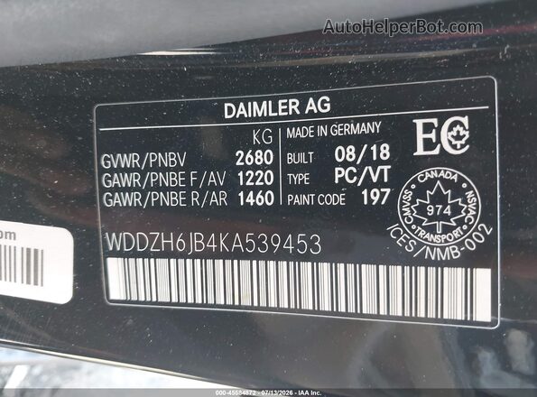 WDDZH6JB4KA539453 2019 MERCEDES-BENZ E-CLASS Black ძრავის განყოფილების ხედი