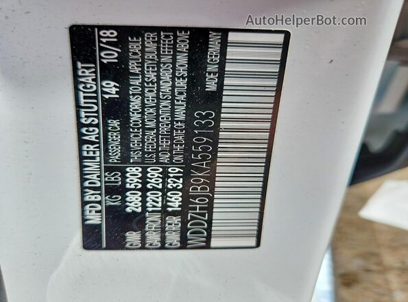 WDDZH6JB9KA559133 2019 MERCEDES-BENZ E White VIN sticker view