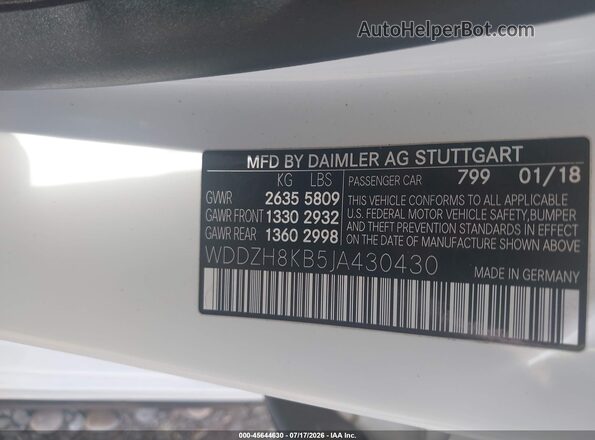 WDDZH8KB5JA430430 2018 MERCEDES-BENZ AMG E 63 White Вид підкапотного простору