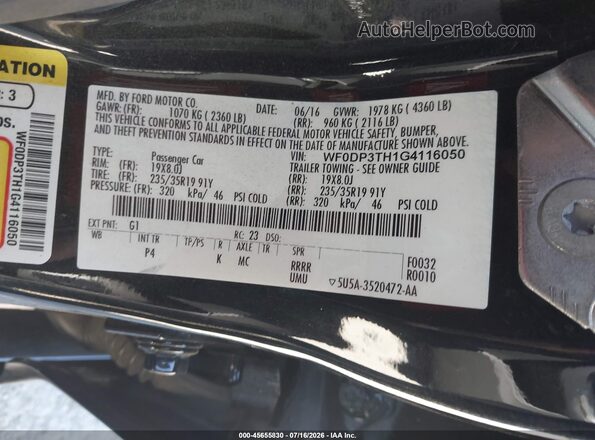 WF0DP3TH1G4116050 2016 FORD FOCUS RS Black Շարժիչի բաժամունքի տեսք