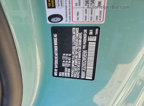 WMW13GD00S2W58596 2025 MINI COOPER Turquoise Vista de la etiqueta del VIN