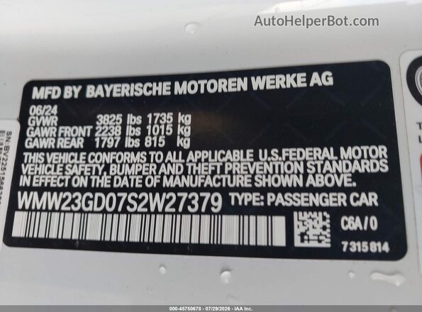 WMW23GD07S2W27379 2025 MINI HARDTOP White Շարժիչի բաժամունքի տեսք
