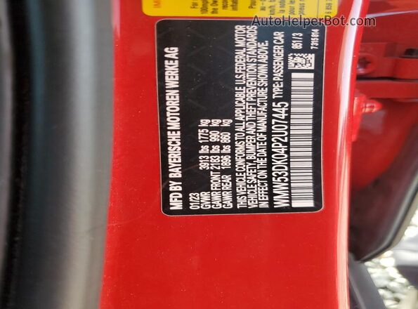 WMW53DK04P2U07445 2023 MINI COOPER Red Вид підкапотного простору