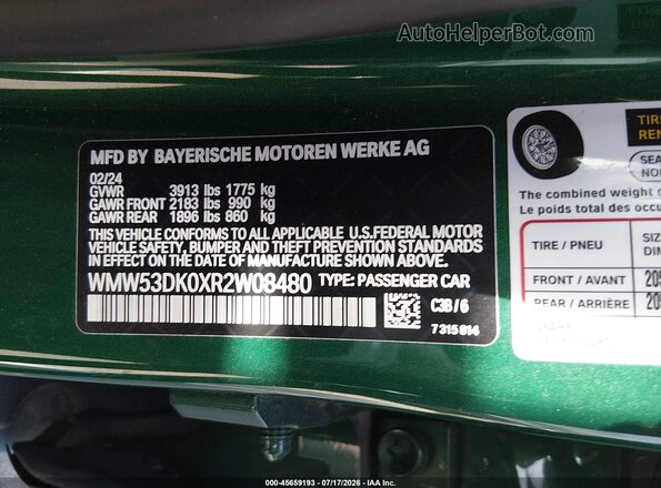 WMW53DK0XR2W08480 2024 MINI HARDTOP Green Widok komory silnika
