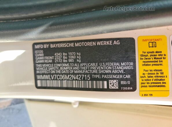 WMWLV7C06M2N42715 2021 MINI COOPER Cream Engine compartment view
