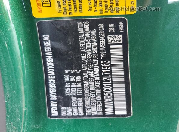 WMWXR5C01L2L71963 2020 MINI COOPER Green Շարժիչի բաժամունքի տեսք