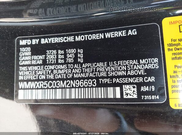 WMWXR5C03M2N96693 2021 MINI HARDTOP Black Շարժիչի բաժամունքի տեսք